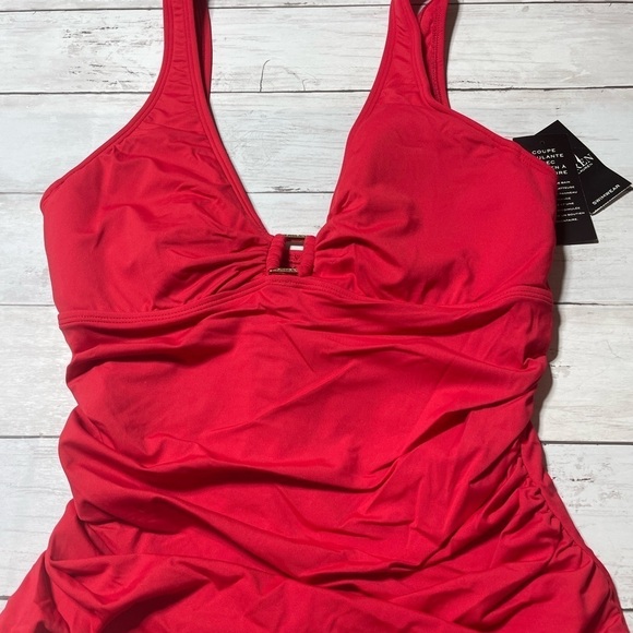 Ralph Lauren Women's Beach Club Solids Ring One Piece Swimsuit Red slimming - Picture 7 of 13